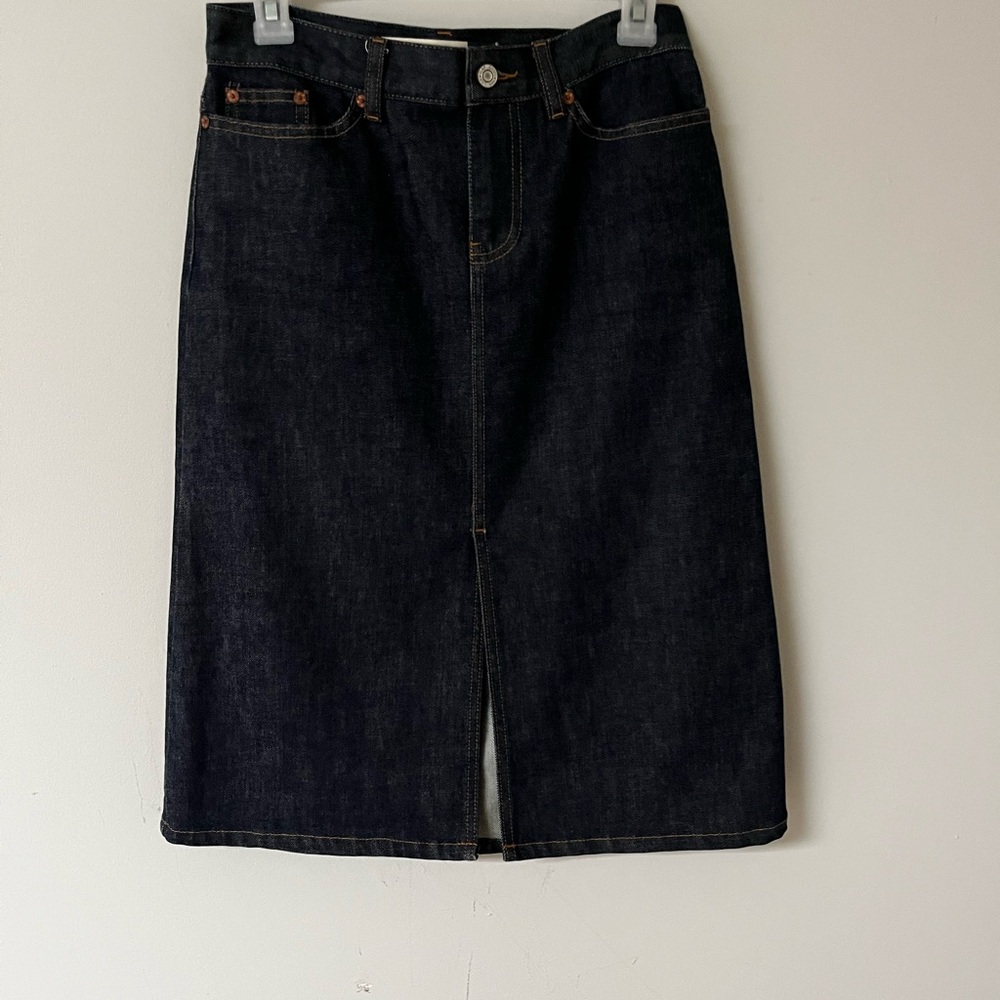 GAP Dark Denim Skirt with Front Slit - knee length
